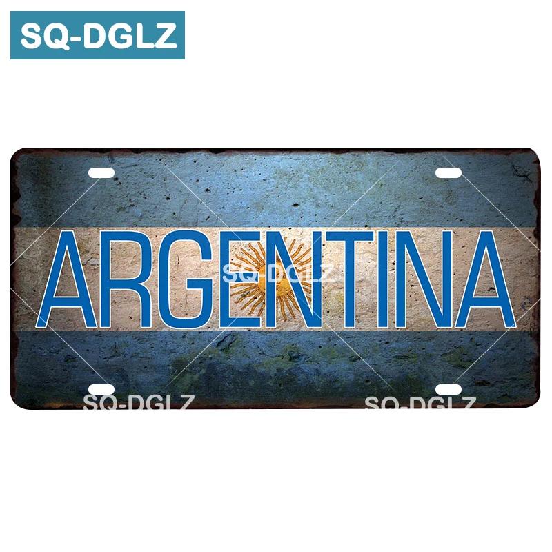 Custom National Flag License Plate Bar Wall Decoration Tin Sign Country Metal Sign Home Decor Painting Plaques Poster