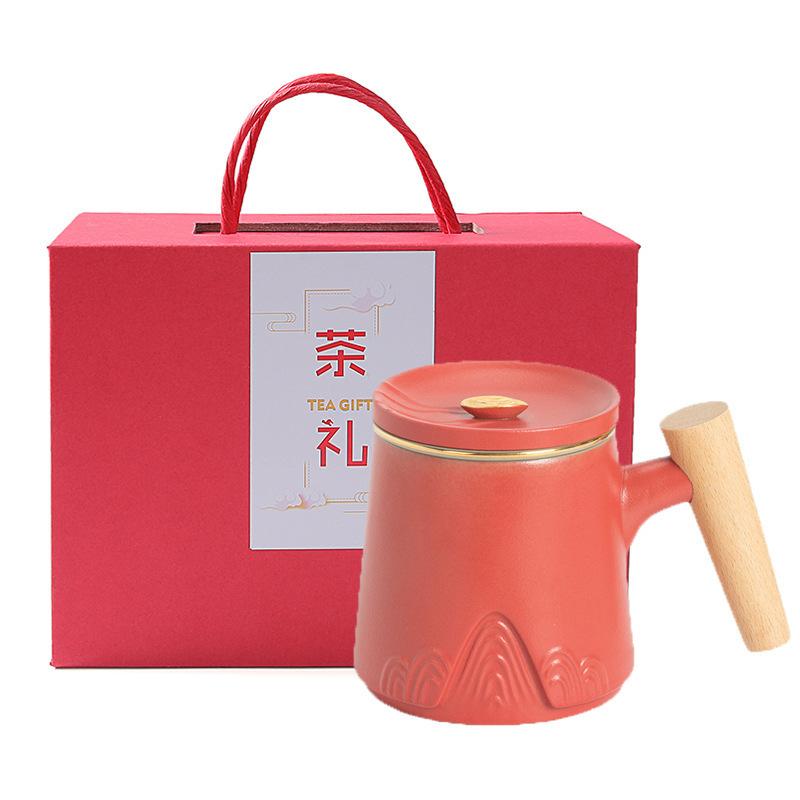 Ceramic Office Cup With Lid Filter Tea Separation Cup Home Office Personal Water Cup