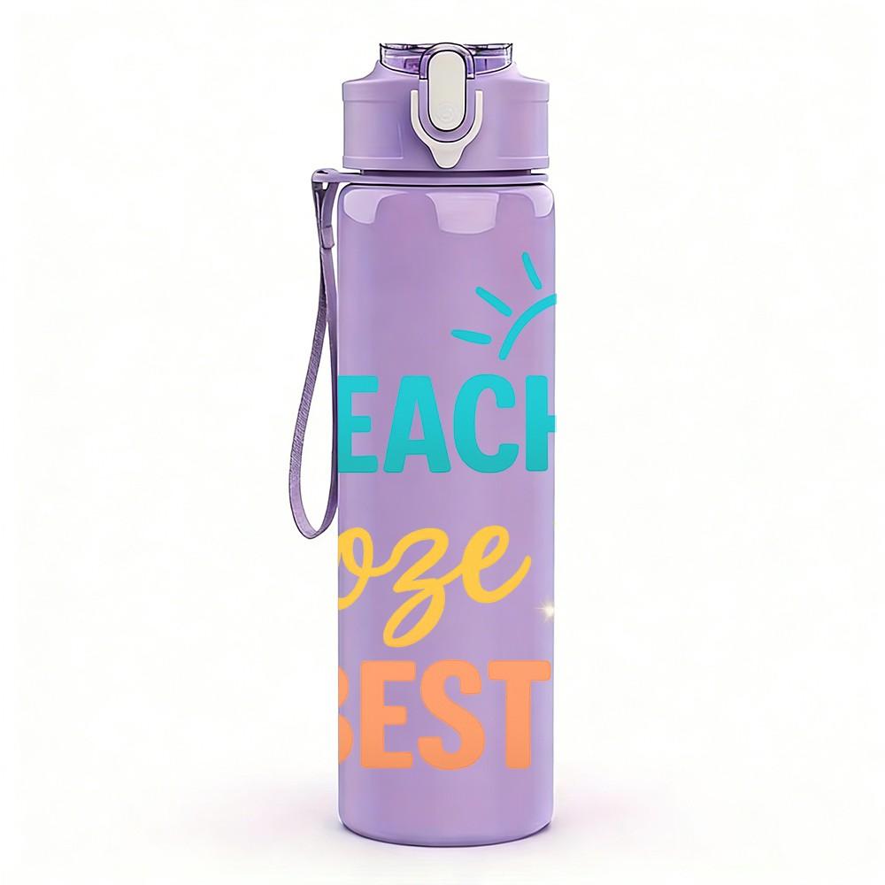 1PC Beaches Booze Besties Summer 750ml Color Plastic Sports Water Bottle Leakproof Flip Straw Lid Suitable for Sports Office Home Use