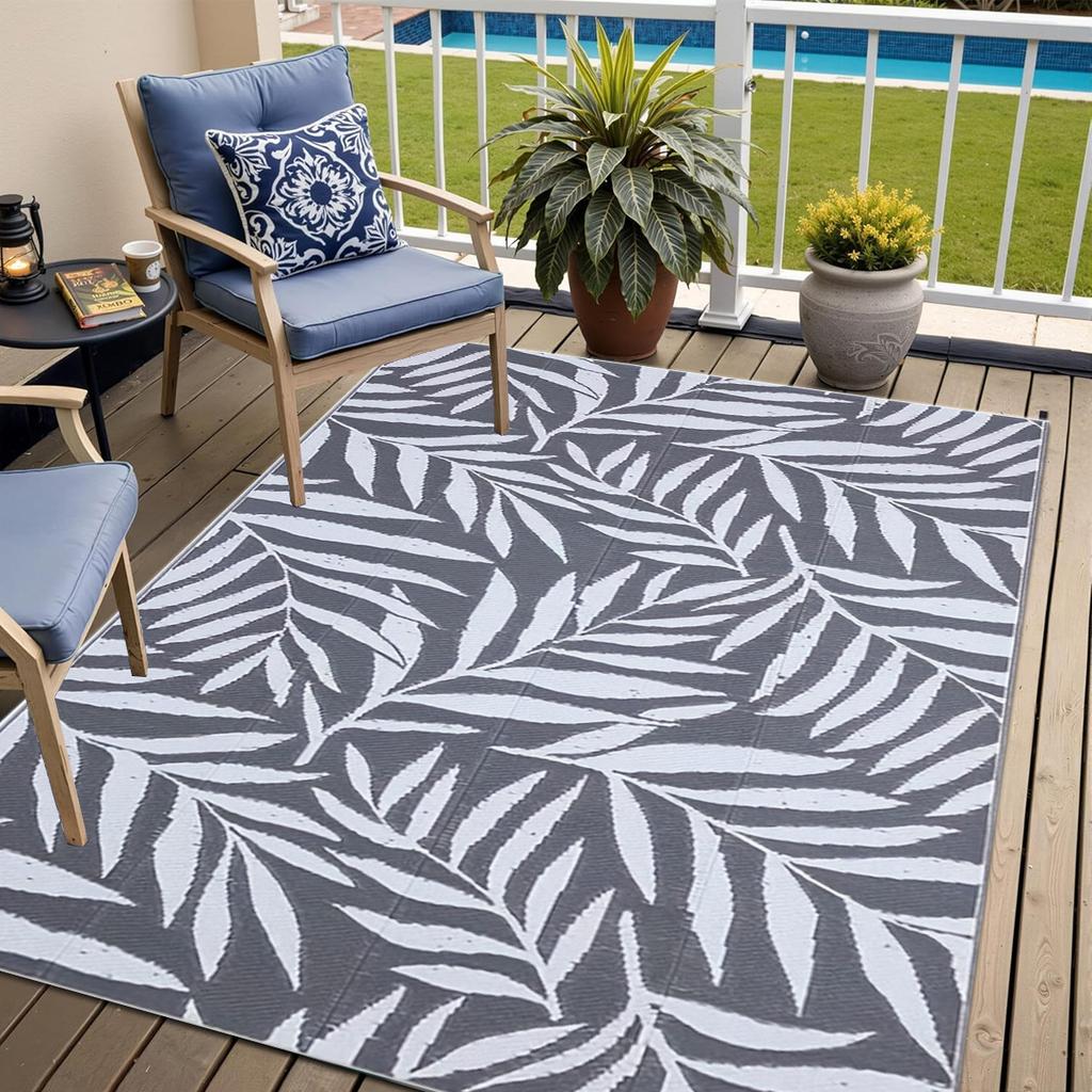 PP Plastic Tube Outdoor Carpet for Patio Leaves Woven Foldable Picnic Mats Waterproof Rug for Motorhome Summer Beach Carpets