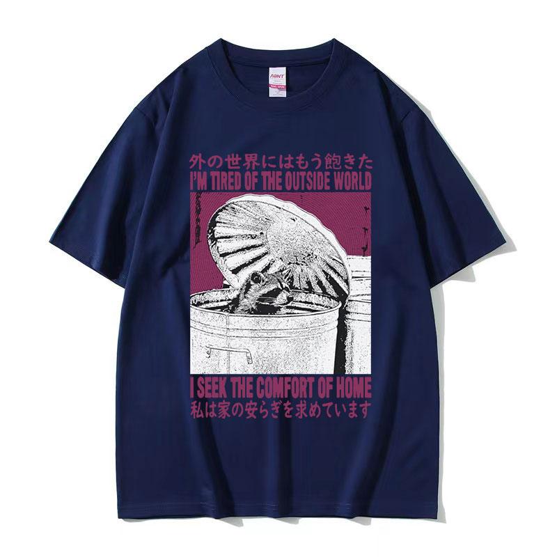 

I Seek The Comfort of Home Funny Raccoon Graphic T Shirts Women Retro ONeck Fashion Oversized Cotton Tshirt Y2k Streetwear S