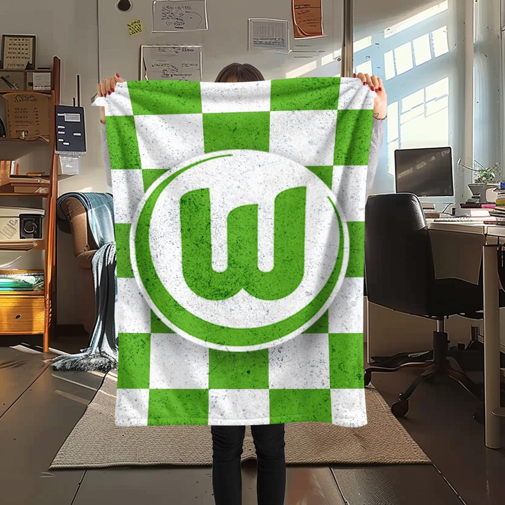 1 szt. Koc flanelowy z nadrukiem VfL Wolfsburg, Wysokiej jakości, Wygodny na wszystkie pory roku, Wystrój domu, Ciepło i komfort, Idealny na prezenty świąteczne101
