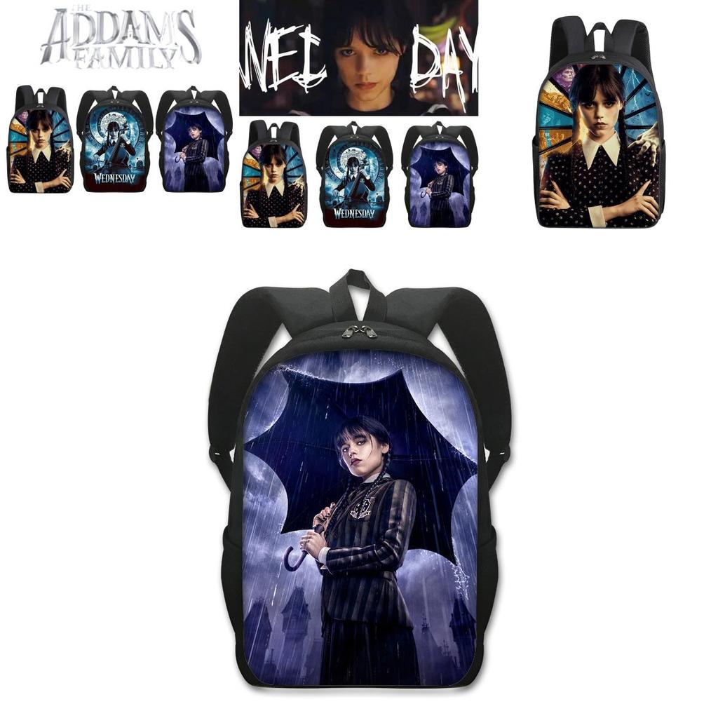 2023 New Wednesday Addams Backpack For Elementary School Students Double Layer Design For Boys And Girls