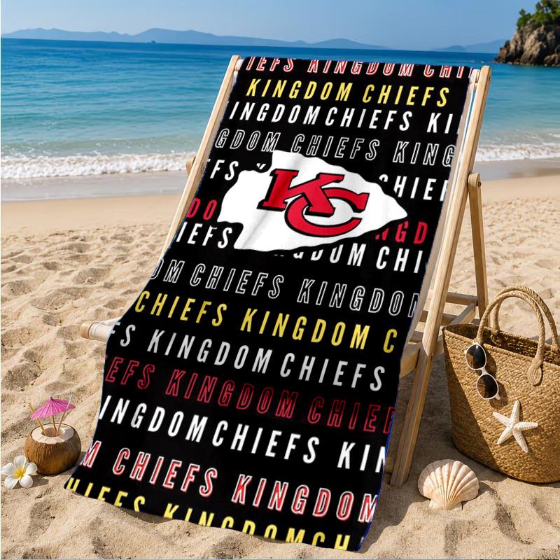 Kansas Chiefs Logo Beach Towel, Quick-drying, Easy to Care for, Suitable for Both Fitness and Beach Vacations,Sports Essential