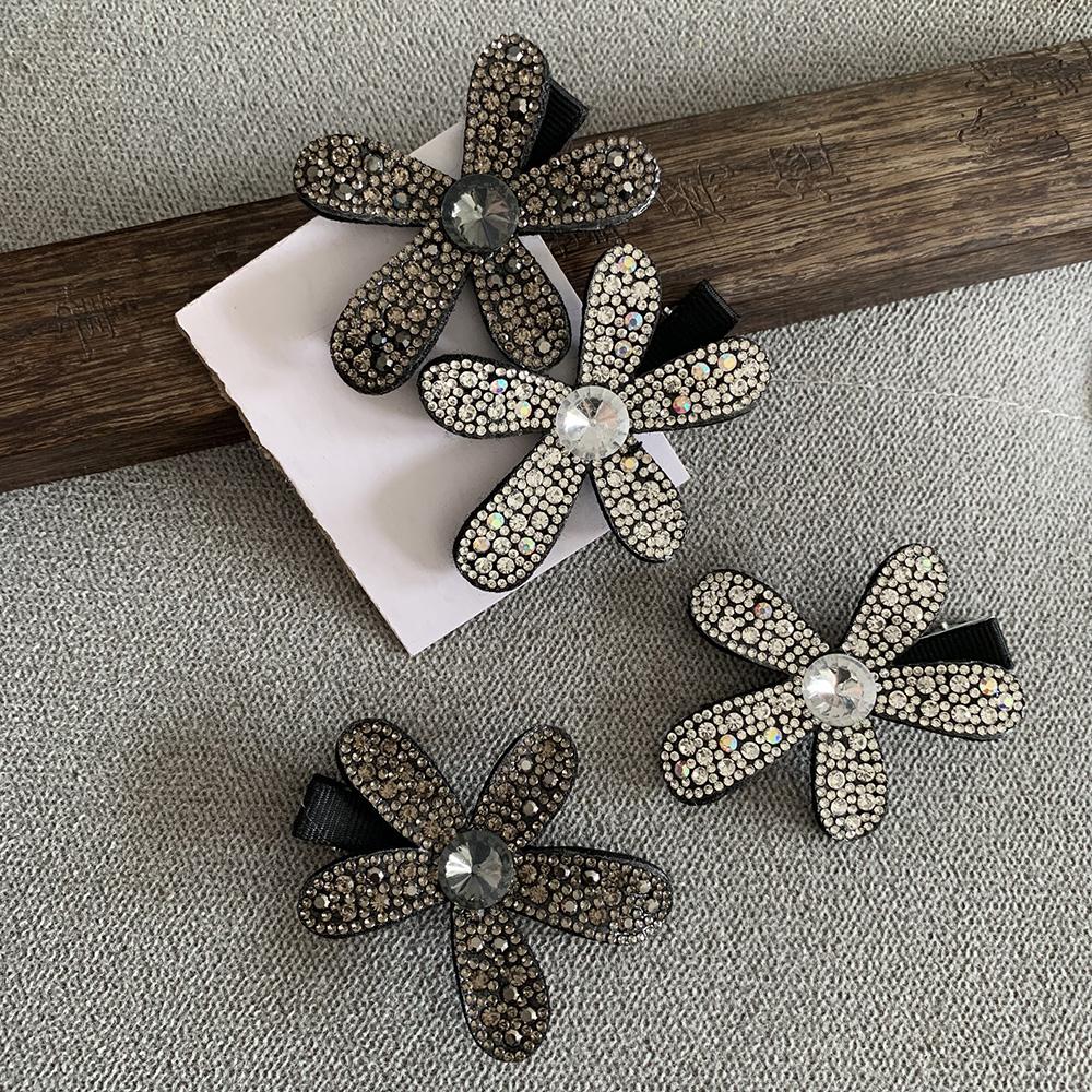 New 2 Pcs Cute Toddler Hair Clips Black Bow Diamond Slip Hair Pins Accessories Barrettes for Girls Kids Hairstyle DIY Decoration
