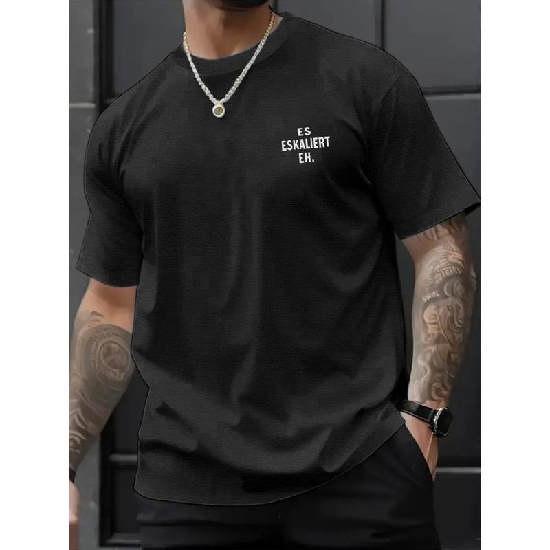 Men's T Shirt Bold Escalated It Escalates Anyway Slogan Regular Fit H Size Crew Neck Everyday Casual Formal Outfits Minimalist Modern Design for Year