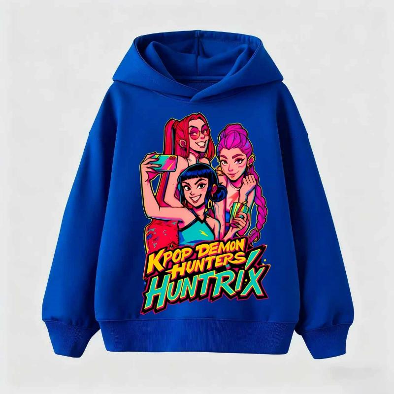 Autumn Winter KPop Demon Hunter Huntrix Children Sweatshirt Girls Boys Hip Hop Fashion Casual Warm Kids Pullover Hoodies