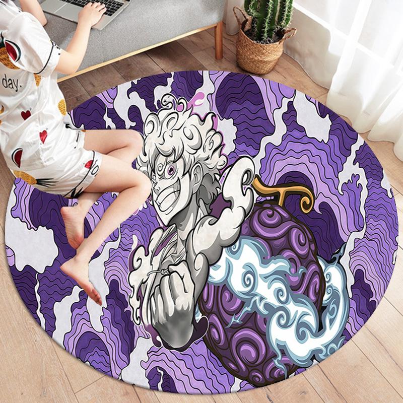 One Piece Gear Round Area Rug Carpet Rug For Living Room Bedroom Sofa Playroom Decor Nonslip Floor Mat