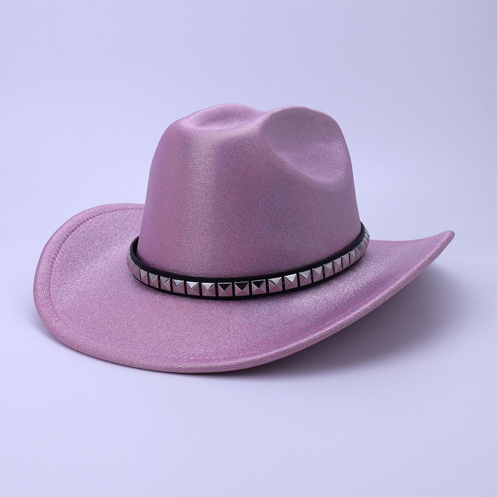 British Classic Jazz Hat Autumn And Winter Bright Top Hat Women'S Fashion Versatile Upturned Edge Hat European And American Style Western Cowboy Hat