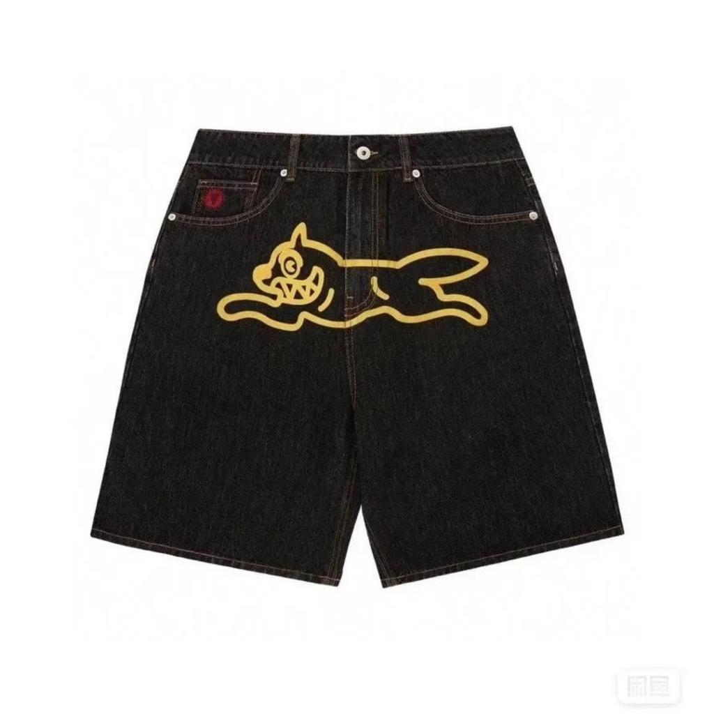 DRIPX Y2k Streetwear Jeansshorts Lässige Mode Print Gothic Schwarze Denim-Shorts