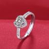 Douyin Live 8 Hearts & Arrows Moissanite Imitation Heart Ring - Women's Adjustable Open Design Fashion Jewelry.