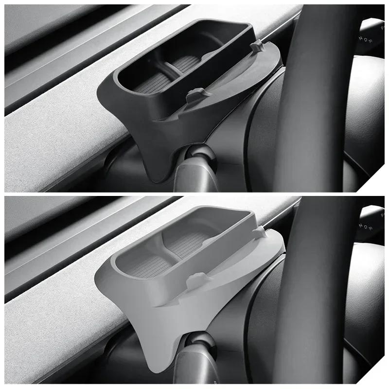 Silicone Storage Box for Tesla Model 3 Y 2025-23 Steering Wheel Glasses Case GPS Navigation Mobile Phone Holder Car Accessories