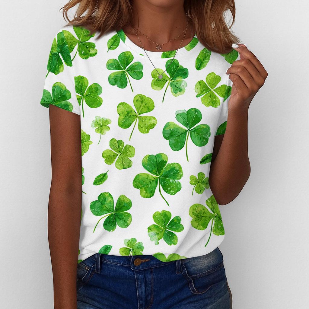 Women's T Shirt Tee Print Short Sleeve Daily Weekend Fashion Basic Regular Top  St. Patrick's Day