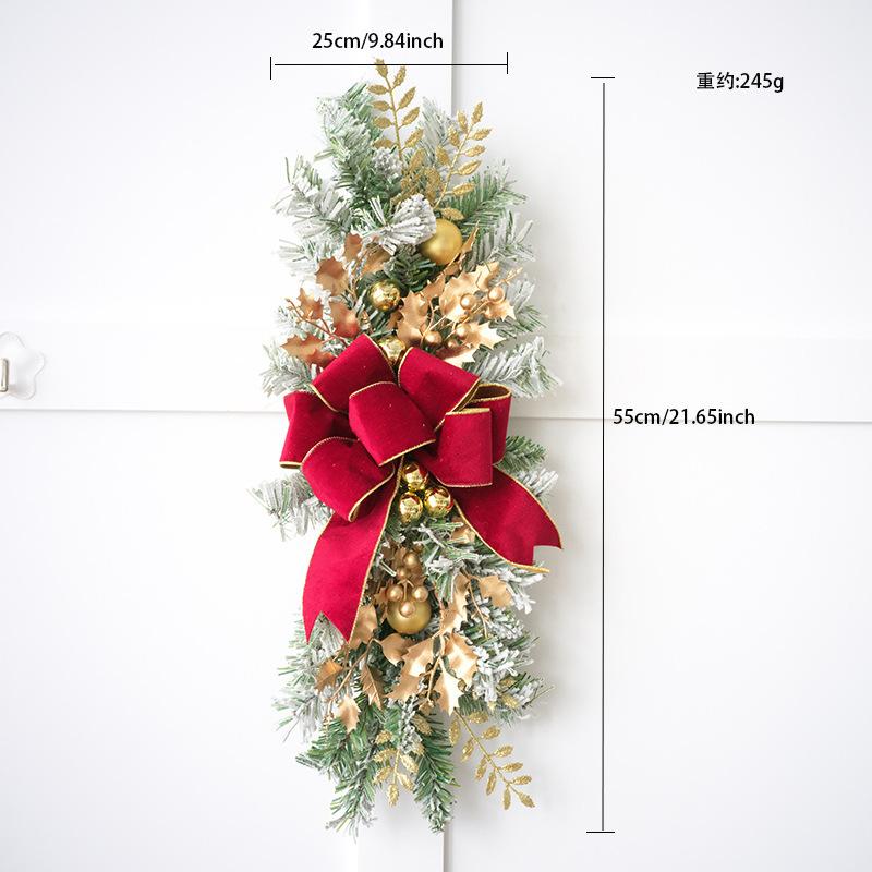 

New Christmas wreath upside down stair door hanging chair Christmas flocking rattan ornaments simulation wreath vine ring