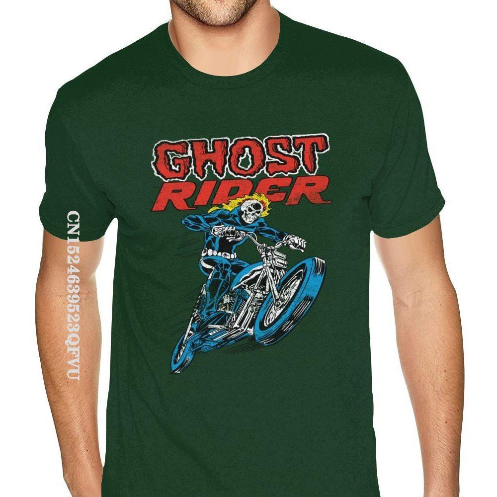 Lovely Ghost Rider Tee Shirts Men's Top Quality Gothic Style Anime Tshirt Pure Cotton Crew T-Shirts Punk Style