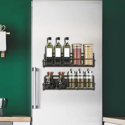 1/2/4 Pcs Magnetic Refrigerator Storage Rack Punch-free Anti-slip Great Load Bearing Strong Magnet Kitchen Spice Condiments Holder Microwave