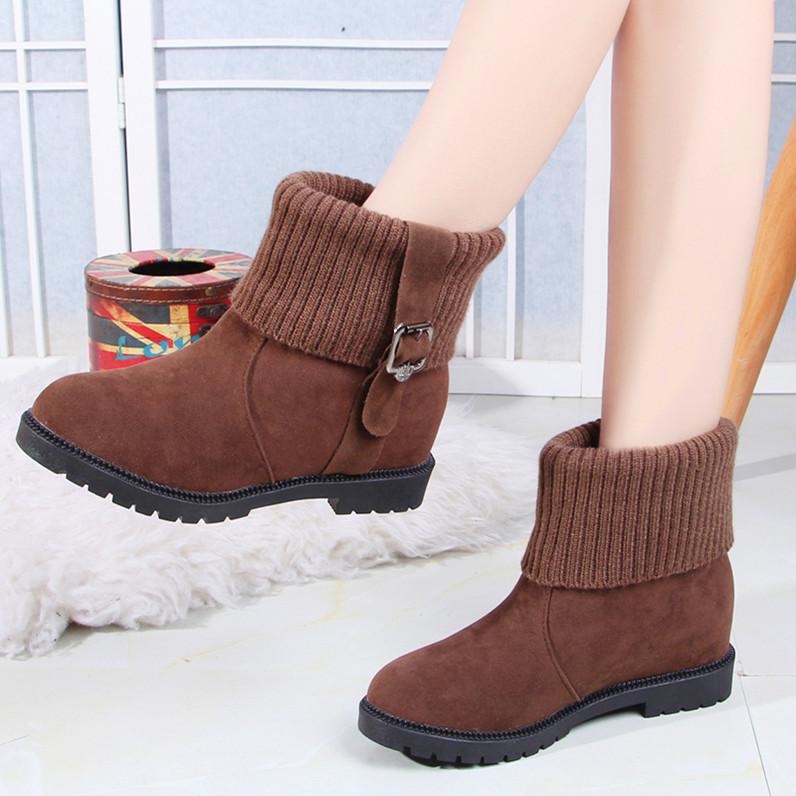 Snow boots autumn and winter new round head wool mouth comfortable foot cover short boots