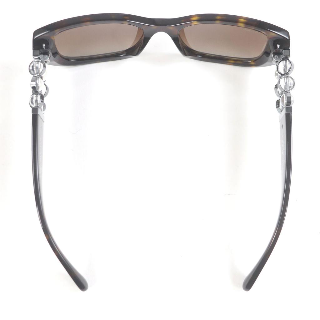 Excellent CHANEL Sunglasses Rectangle Shape COCO Mark Eyewear Brown Used