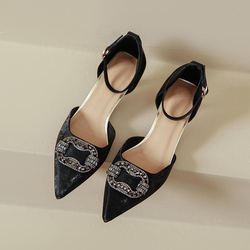 Baotou sandals women's new small heels hollow single shoes one word with stiletto pointed high heels