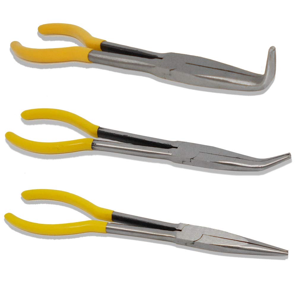 morytrade Long Nose 45 90 Degree Set Pliers, Electrician's Tool, Straight, Degree, Bend, 3-Piece