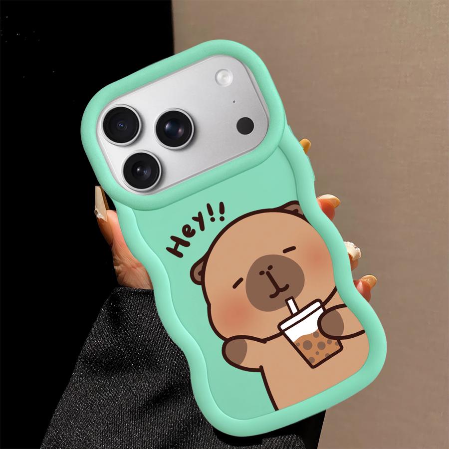 Case for iPhone XR 14 16 Pro Max 12 17 Air 13 11 15 Plus 8 Soft Phone Cover Cute Cartoon Capybara
