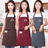 Kitchen Oil Resistant Apron Striped Zippered Linen-Cotton Apron With Straps Breathable Apron Women'S Dirt Resistant Work Clothes