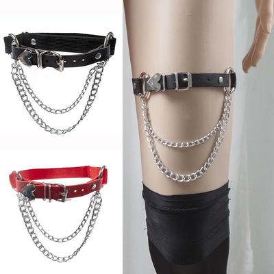 Herzförmiger Punk-Leder-Oberschenkelstrumpfhalter - Nachtclub Soft Girl Stil