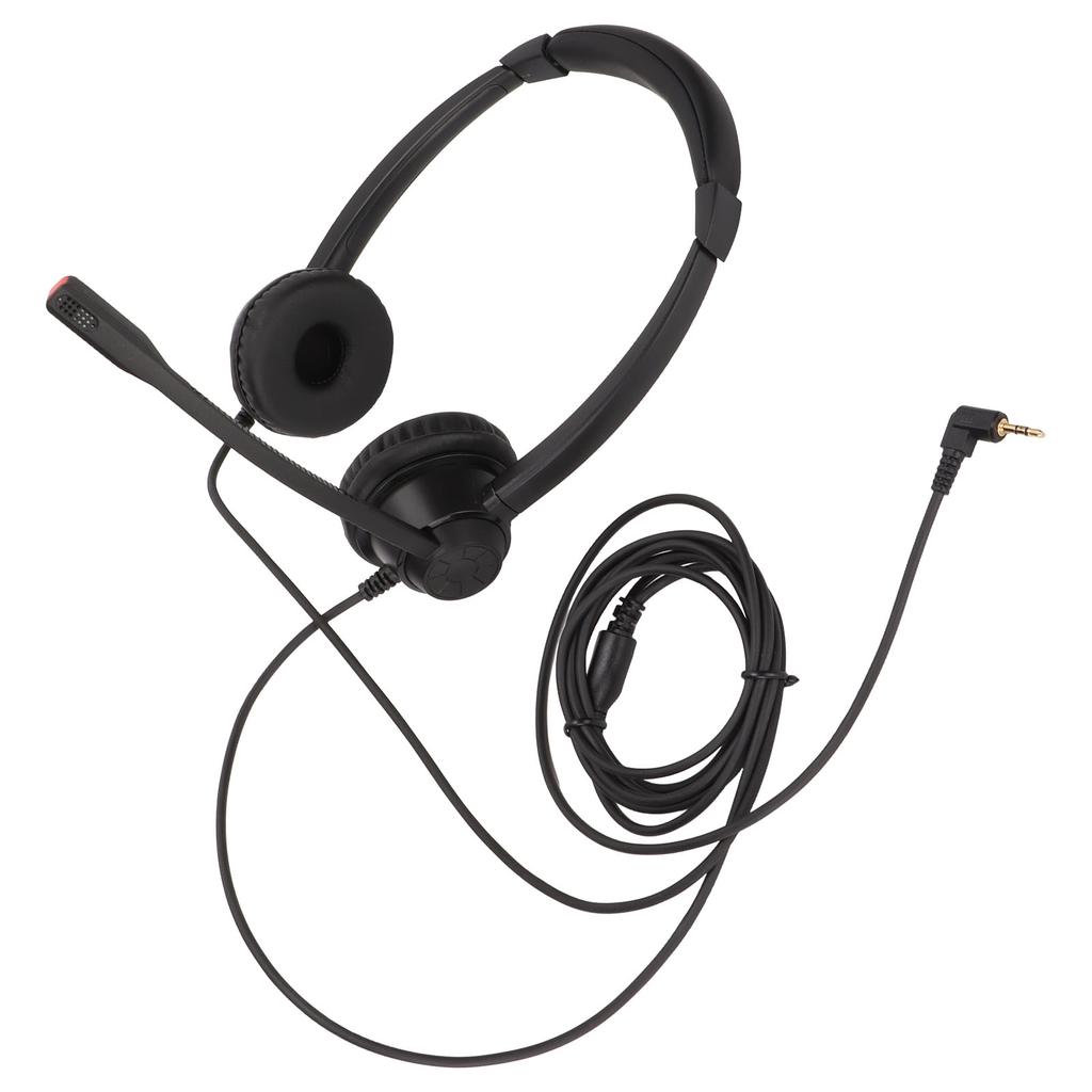 2.5mm Office Headset Dual Ear Telephone Headphone with Noise Cancelling Microphone for Phone Sales H
