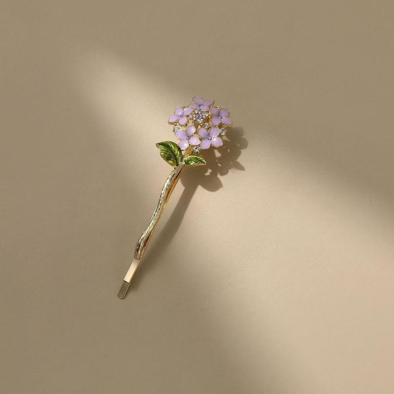 

2Pcs/Set Romantic Wisteria Flower Hairpin For Women Bobby Pin Bangs Side Clip Duckbill Clip фиолетовый