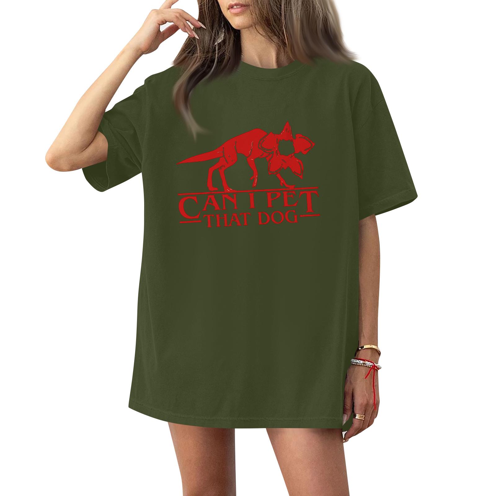 Women s short-sleeved fashionable casual everyday trendy letter print short-sleeved shirt M