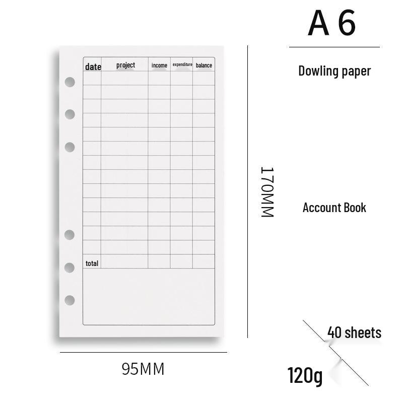 A6 Loose-Leaf Multi-Functional Planner: Daily/Weekly Plan & Accounting Inserts - Removable Inner Pages Replacement