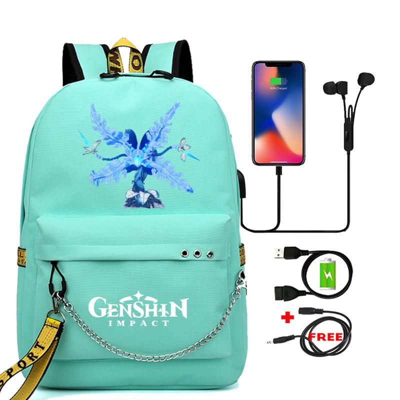 Anime Game Travel Backpack Printed Canvas Backpack Students Women Large Capacity Bookbag Usb Charging for Boy Girl School Bag Kids Gifts