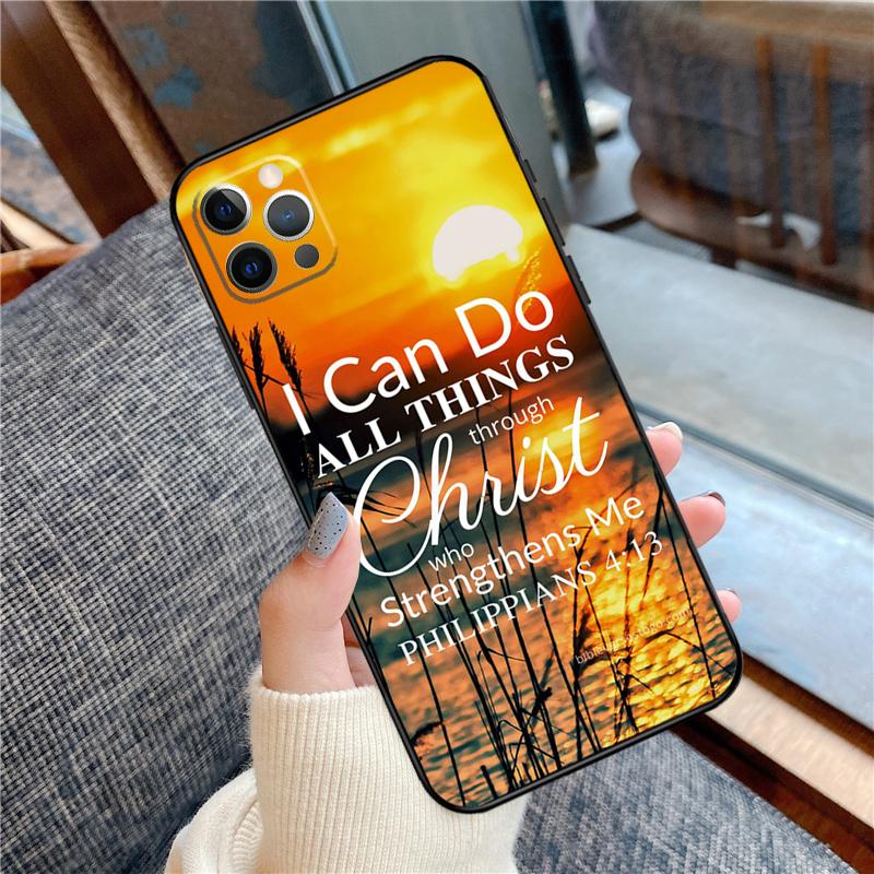 Bible Verse Philippians Jesus Christ Phone Case For iPhone 16 15 14 13 11 12 Pro Max 12 13 mini XR 15 16 Plus 16e Cover Shell
