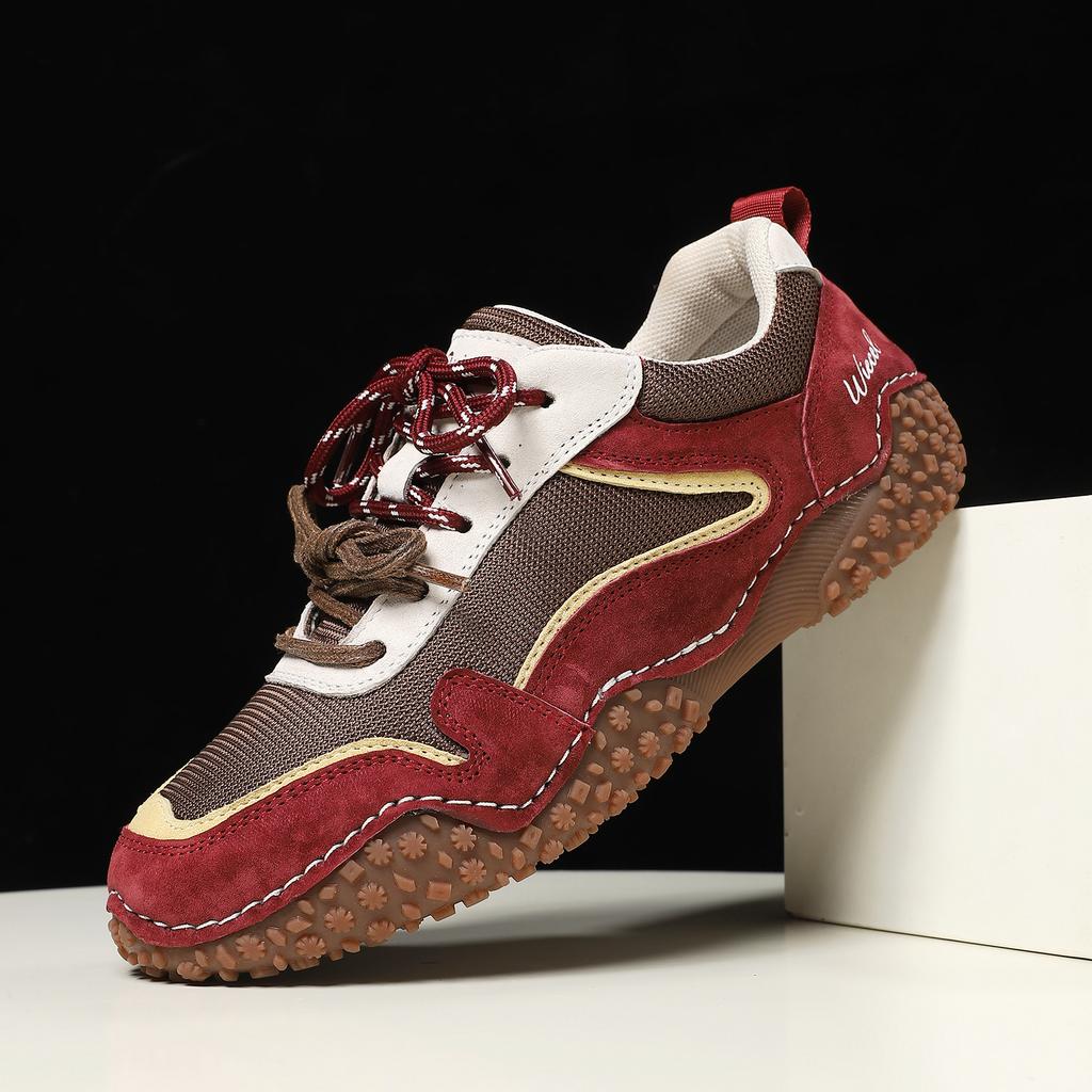 Women's Shoes Outdoor Breathable Mesh Flat Bottom Light Shock-absorbing Tennis Sneaker Autumn Top Layer Leather Sports Shoes