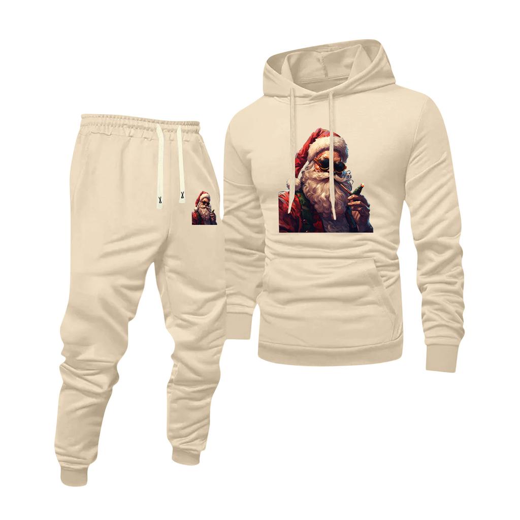 Herren Bedrucktes Kapuzensweatshirt und Sweatpants Lässiger Sportanzug