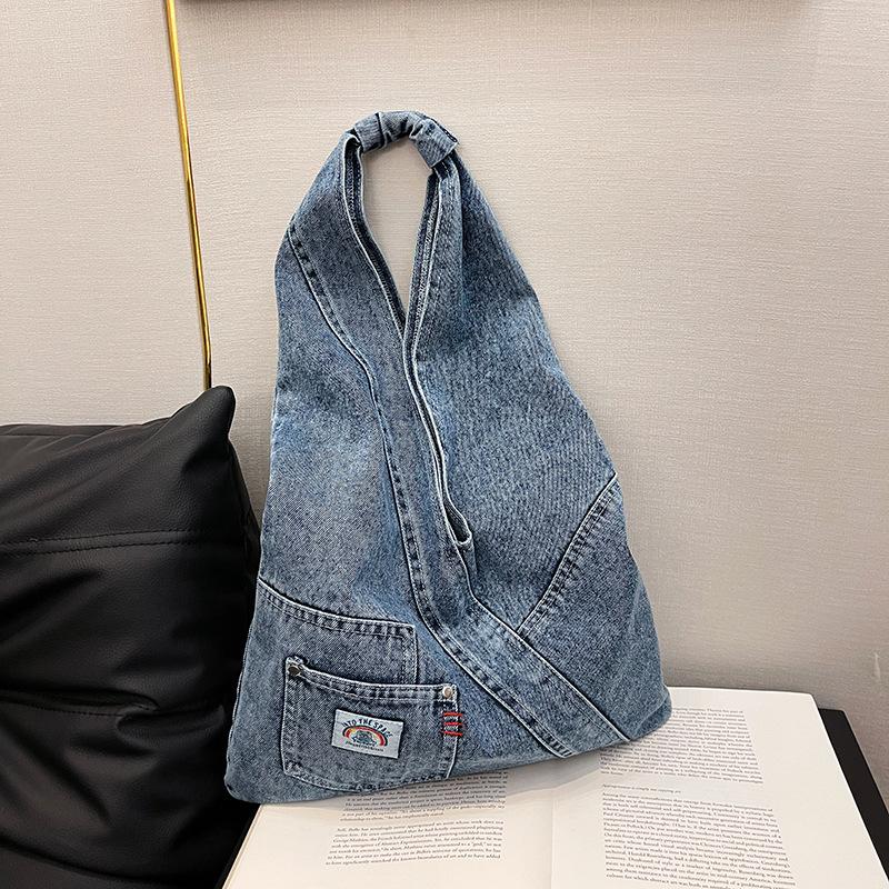 

Корейская версия ретро ленивый ветер нишевая сумка-тоут 2025 модная весенняя сумка через плечо для колледжа, для работы, сумка-мессенджер светло-синий