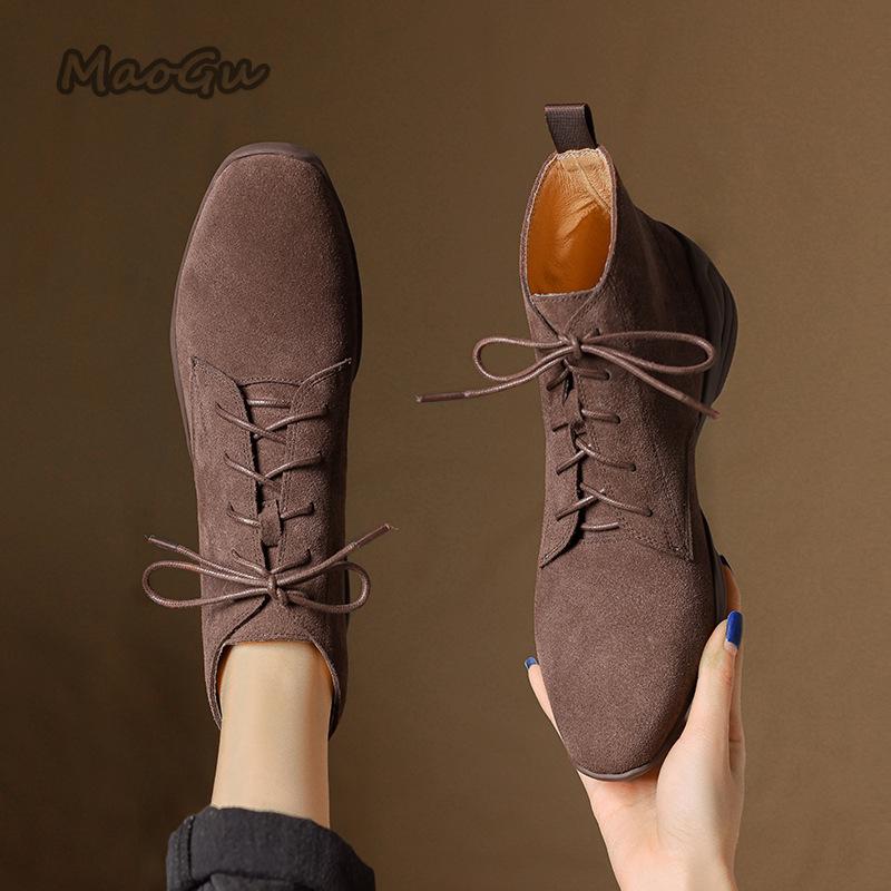 Vintage Style Round Toe Fashion Soft Sole Brown Short Boots Women's 2026 Autumn Versatile Ankle Boots for Women Casual Footwear
