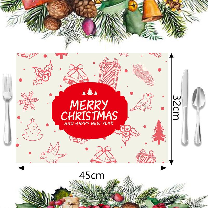 Christmas Imitation Linen Placemat - Heat Insulating Napkin for Western Cuisine Decor