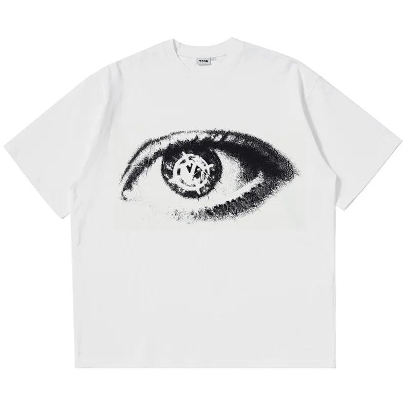 T-shirt, summer short sleeved top, retro Harajuku streetwear, oversized pattern, fashionable Korean pop clothing
