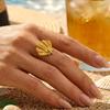 Bohemian Stainless Steel Gold Plated Starfish Seashell Ring for Women Irregular Minimalist Beach Vacation Party Jewelry Gift