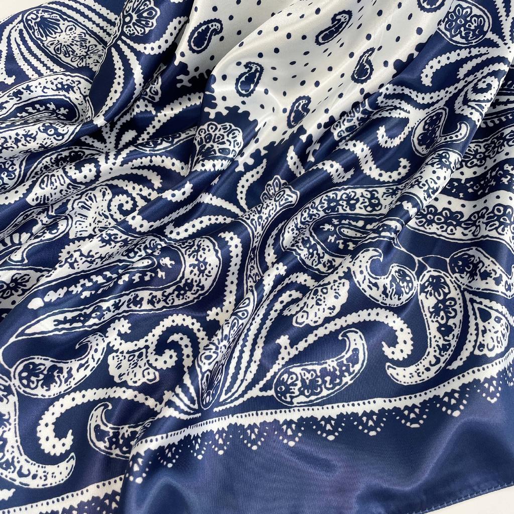 90cm Silk Scarf Ladies Large Square Scarf New Cashew Printed Turban Shawl Silk Scarf Silk Scarf Ladies Fashion