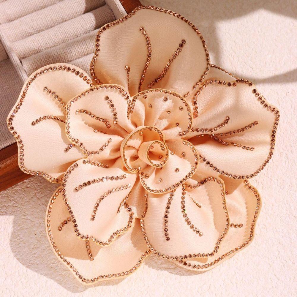 Korean Style Large Flower Camellia Brooch Breast Flower Rhinestones Brooch Suit Collar Pin Women