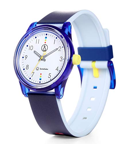 Q&Q SmileSolar (Q&Q Smile Solar) Zonne-aangedreven Analoog Horloge met Bijpassende Stijl, Waterdichte Urethaan Band, RP26-011, Blauw