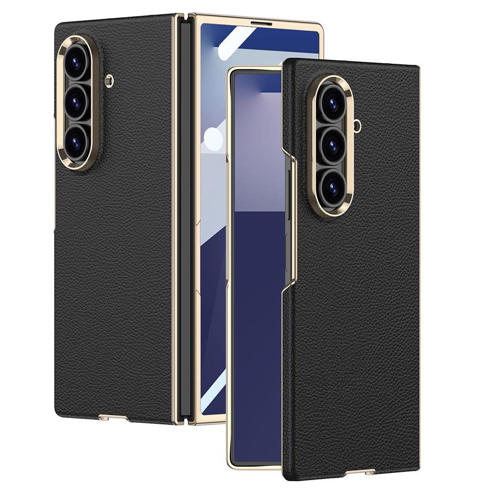 GKK For Samsung Galaxy Z Fold7 5G Case Electroplated PC+PU Phone Cover with Tempered Glass Front Film