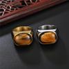 Anelli in Acciaio Inossidabile Color Oro/Acciaio con Pietre Occhio di Tigre Marroni Retrò per Uomini Donne Classici Eleganti Semplici Gioielli in Acciaio Inossidabile Regalo