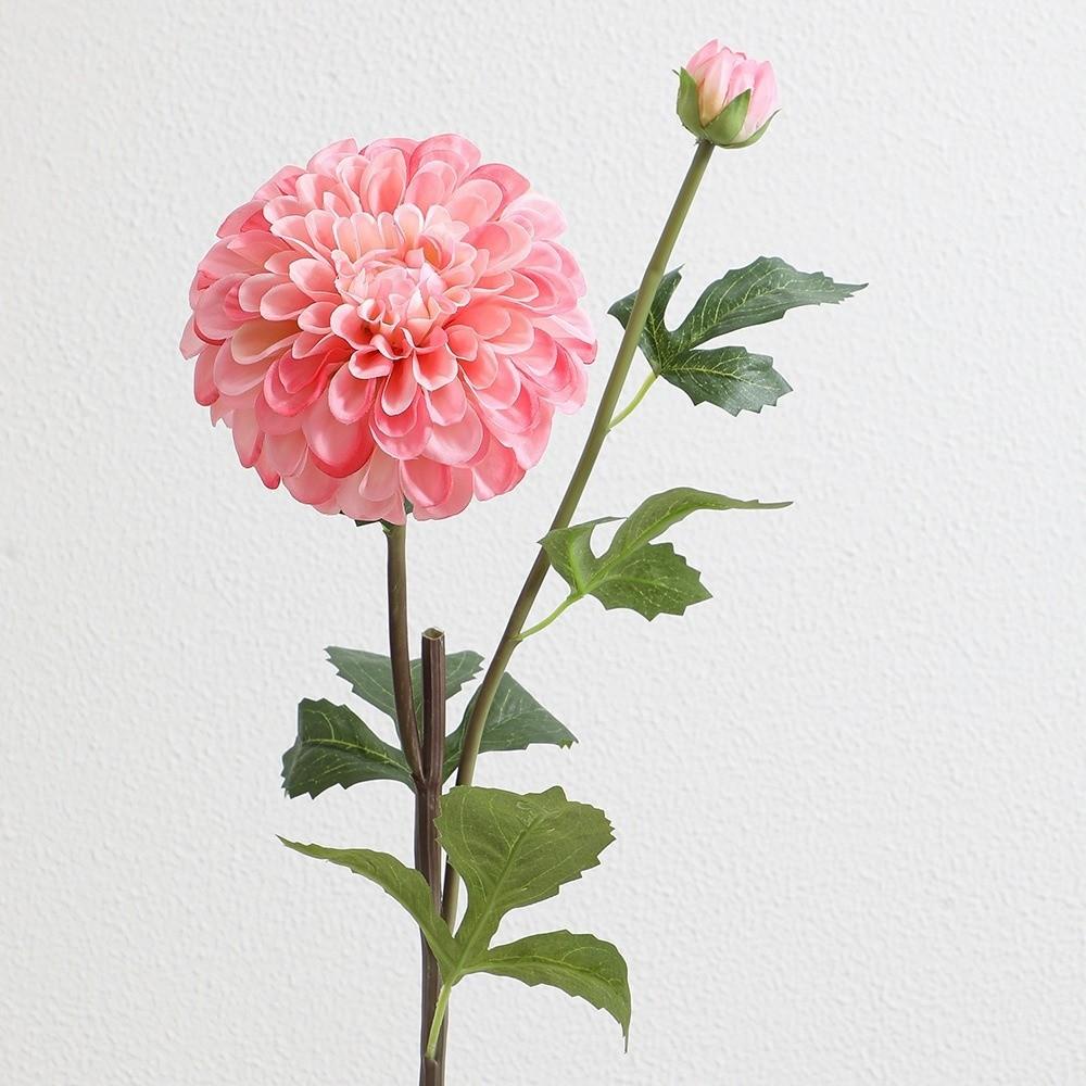 Pink Artificial Dahlia Flowers 2 Heads Artificial Faux Plants  Home Decoration