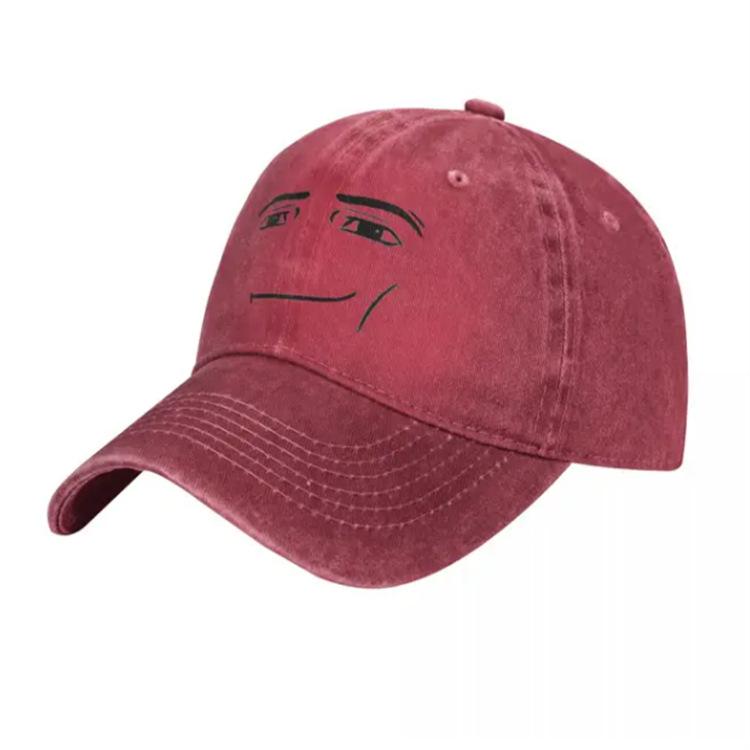 Personality funny smiley face print old washed baseball cap outdoor shading casual cap sun hat