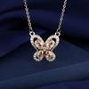 925 Sterling Silver Light Luxury Elegant Champagne Zircon Butterfly Necklace Birthday Party Anniversary Gift