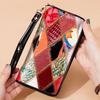 Damen Handgeldbörse, Damen Lange Farbe Patchwork Null Geldbörse, Damen Reißverschluss Handy Tasche, Echtes Leder Geldbörsen Clip