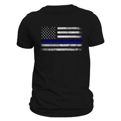 Police Thin Blue Line Flag Family T-Shirt and Kids Tshirts